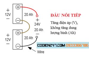 Ba cách đấu nối tăng điện áp và dung lượng bình ắc quy